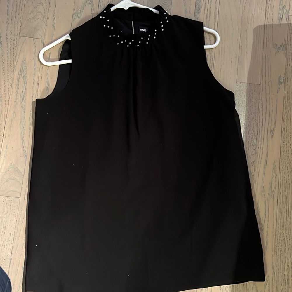 NWOT Karl Lagerfeld sleeveless top with pearls size XS